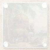 ヴィンテージのシーン象とハウダ ガラスコースター (裏面)