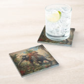 ヴィンテージのシーン象とハウダ ガラスコースター (アングル)