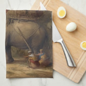 ヴィンテージのシーン象とハウダ キッチンタオル (四つ折り)