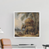 ヴィンテージのシーン象とハウダ キャンバスプリント