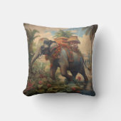 ヴィンテージのシーン象とハウダ クッション (正面)