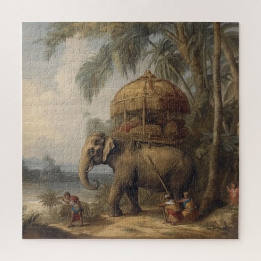 ヴィンテージのシーン象とハウダ ジグソーパズル (縦)