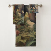 ヴィンテージのシーン象とハウダ バスタオルセット (インサイチュ)