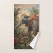 ヴィンテージのシーン象とハウダ バスタオルセット (ハンドタオル)