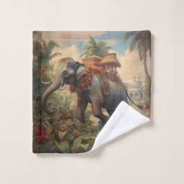 ヴィンテージのシーン象とハウダ バスタオルセット