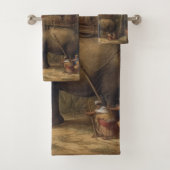 ヴィンテージのシーン象とハウダ バスタオルセット (インサイチュ)