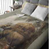 ヴィンテージのシーン象とハウダ フリースブランケット