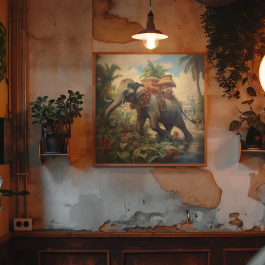 ヴィンテージのシーン象とハウダ ポスター