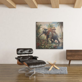 ヴィンテージのシーン象とハウダ メタルプリント