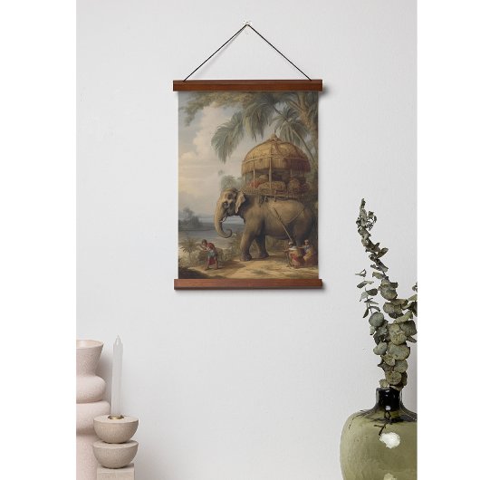 ヴィンテージのシーン象とハウダ 吊り下げ型タペストリー