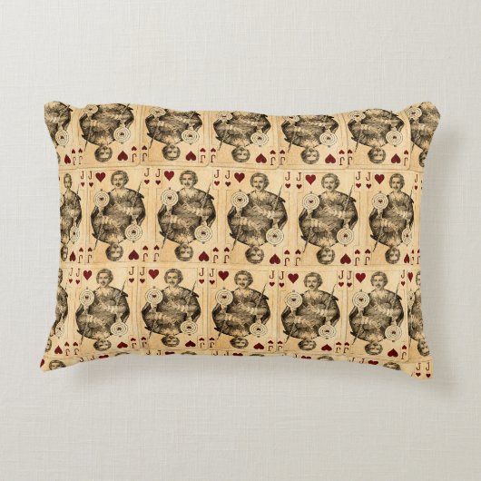 ヴィンテージのジャックのハートのトランプのコラージュ アクセントクッション (裏面)