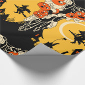 ヴィンテージのジャックのo Lanturnsおよび飛んでいるな魔法使い ラッピングペーパー (角)
