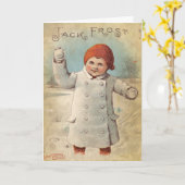 ヴィンテージのジャックフロスト冬の挨拶状 カード (黄色い花)