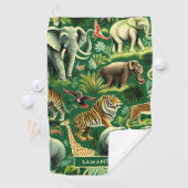 ヴィンテージのジャングル動物のパターン ゴルフタオル (インサイチュ)