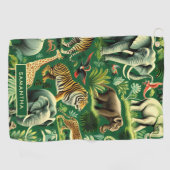 ヴィンテージのジャングル動物のパターン ゴルフタオル (横)
