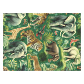 ヴィンテージのジャングル動物のパターン テーブルクロス (正面(横))