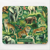 ヴィンテージのジャングル動物のパターン マウスパッド (正面)