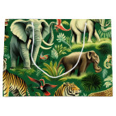 ヴィンテージのジャングル動物のパターン ラージペーパーバッグ (正面)