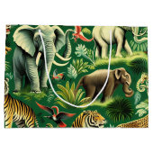 ヴィンテージのジャングル動物のパターン ラージペーパーバッグ (裏面)