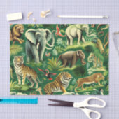 ヴィンテージのジャングル動物のパターン 薄葉紙 (クラフト)