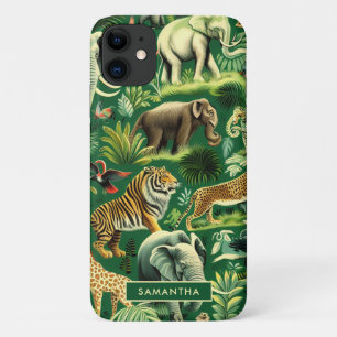 ヴィンテージのジャングル動物のパターン iPhone 11 ケース