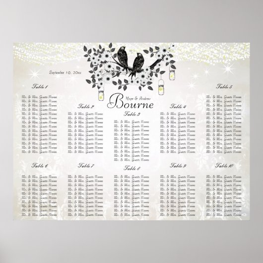 ヴィンテージのジャール愛の鳥のシーティングチャート ポスター (正面)