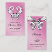 ヴィンテージのジュエリーのハートの名刺の白いピンク 名刺 (正面/裏面)