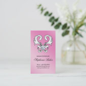 ヴィンテージのジュエリーのハートの名刺の白いピンク 名刺 (スタンド正面)