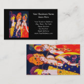 ヴィンテージのジュエリーを持つカラフルなDecoの女性 名刺 (正面/裏面)