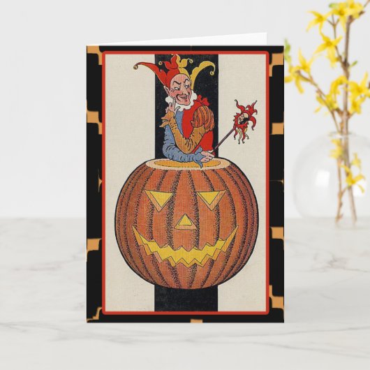 ヴィンテージのジョーカーのビクトリアンなハロウィンの芸術カード カード (黄色い花)