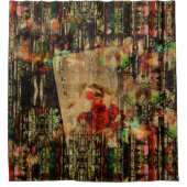 ヴィンテージのジョーカーカードデジタル抽象的な芸術 シャワーカーテン (正面)