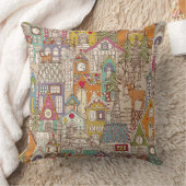 ヴィンテージのジンジャーブレッドの町 クッション (ブランケット)