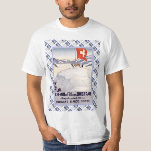 ヴィンテージのスイスの鉄道ポスターJungfrau Tシャツ (正面)