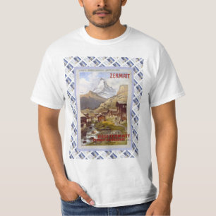 ヴィンテージのスイスの鉄道ポスターZermatt、マッターホルン Tシャツ