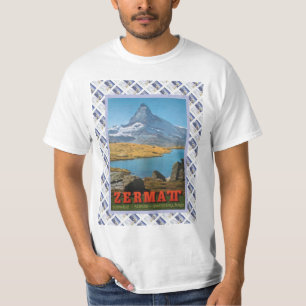 ヴィンテージのスイスの鉄道ポスターZermatt、マッターホルン Tシャツ