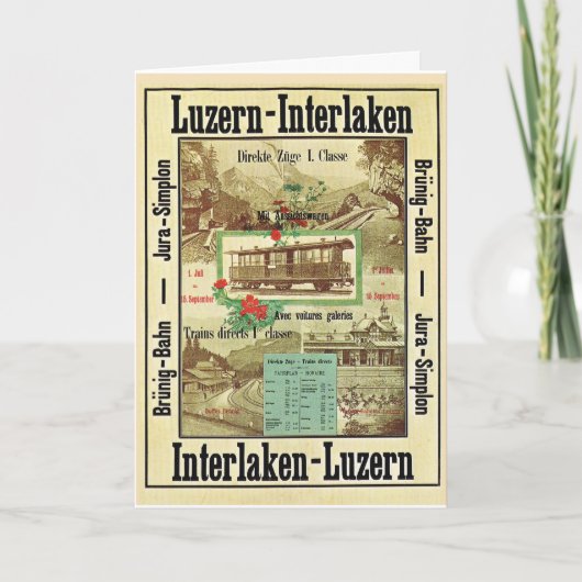 ヴィンテージのスイスの鉄道、クリスマスおよび新年 シーズンカード (正面)