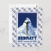 ヴィンテージのスイス人のRaulwayポスター、Zermatt ポストカード (正面/裏面)