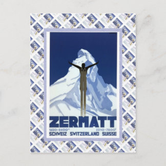 ヴィンテージのスイス人のRaulwayポスター、Zermatt ポストカード