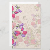 ヴィンテージのスイートピーによっては野生の花の文房具が開花します 便箋 (正面/裏面)