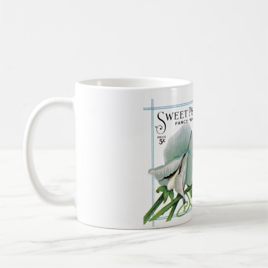 ヴィンテージのスイートピーの種の包みのマグ コーヒーマグカップ (左)