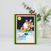 ヴィンテージのスウェーデンのクリスマスのイメージの神の7月の格言 シーズンポストカード (スタンド正面)