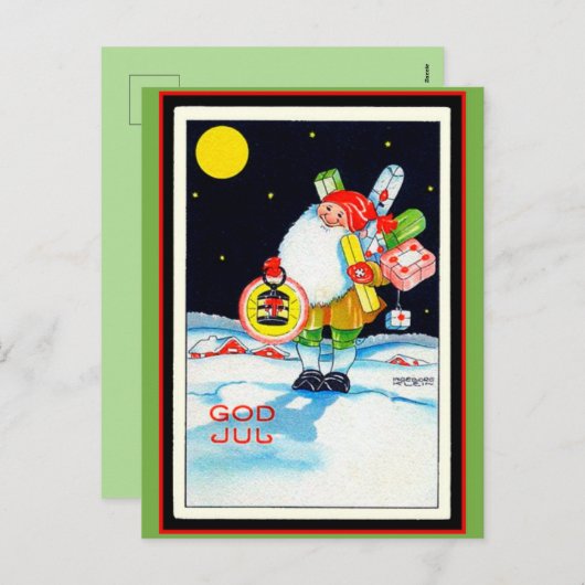 ヴィンテージのスウェーデンのクリスマスのイメージの神の7月の格言 シーズンポストカード (正面/裏面)