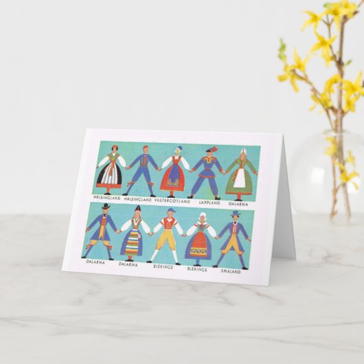 ヴィンテージのスウェーデンの地方コスチューム カード (黄色い花)