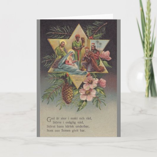 ヴィンテージのスウェーデンの宗教クリスマスカード シーズンカード (正面)