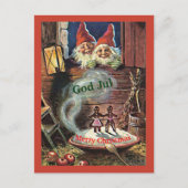 ヴィンテージのスウェーデン人のTomteのクリスマスカードの格言の小妖精や小人 案内ポストカード (正面)