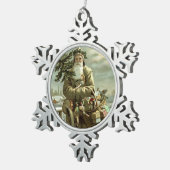 ヴィンテージのスウェーデン語サンタ スノーフレークピューターオーナメント (右)