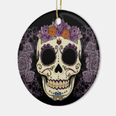 ヴィンテージのスカルおよびバラのオーナメント セラミックオーナメント (左)