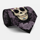 ヴィンテージのスカルおよびバラ ネクタイ (ロール)