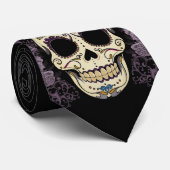 ヴィンテージのスカルおよびバラ#2のタイ ネクタイ (ロール)