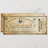 ヴィンテージのスカルおよび骨のハローウィンパーティのチケット 招待状 (正面/裏面)